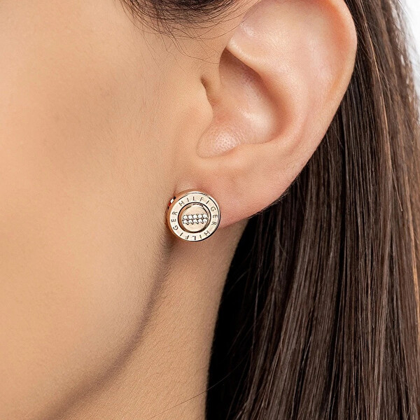 Bronzové ocelové náušnice pecky s krystaly 2780613