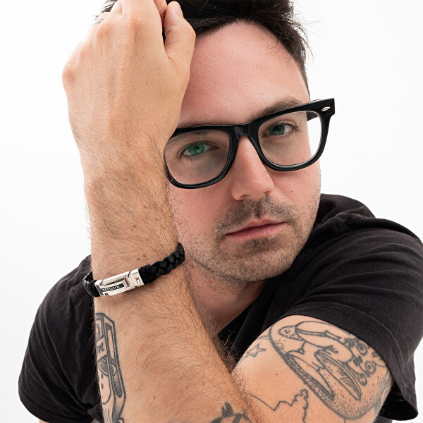 Luxusní kožený náramek s ocelovou sponou 2790308