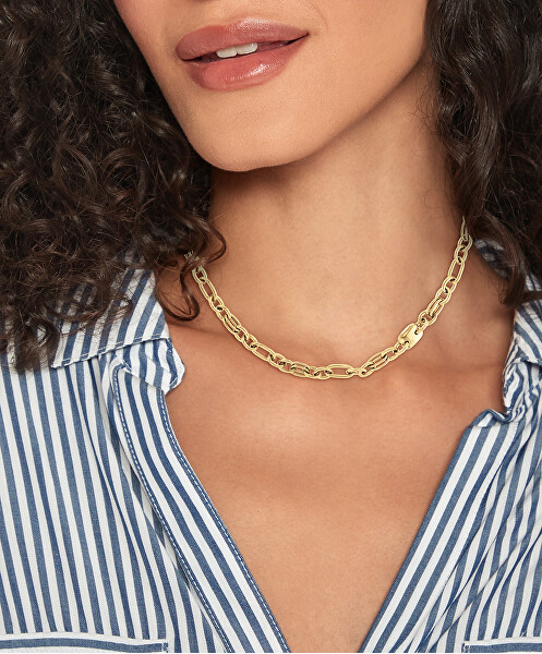 Massive Halskette aus vergoldetem Stahl Contrast Link Chain 2780784