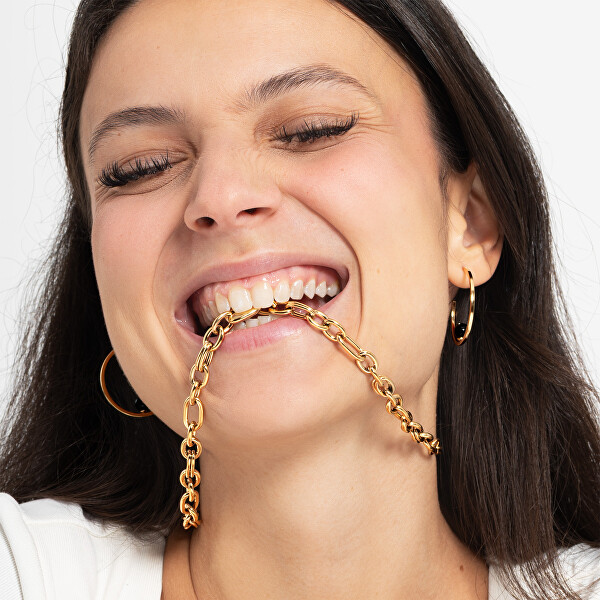 Masivní náhrdelník z pozlacené oceli Contrast Link Chain 2780784