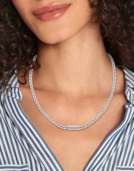 Módní ocelový náhrdelník se zirkony 2780872