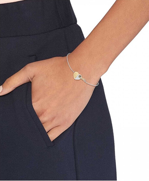 Módní ocelový náramek s bicolor srdíčkem 2780880