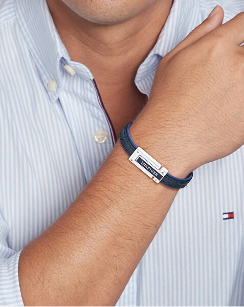 Modrý kožený náramek pro muže 2790558