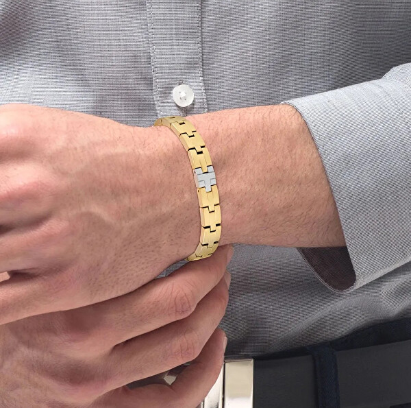 Nadčasový pozlacený náramek z oceli 2790298