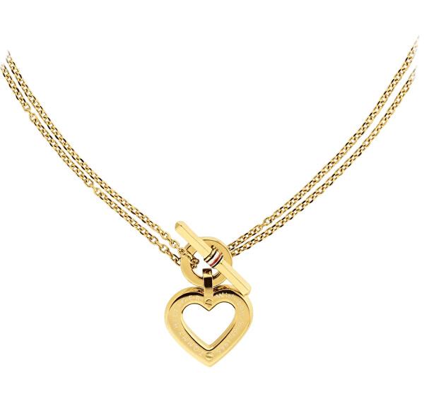 Půvabný dvojitý náhrdelník se srdcovým přívěskem Toggle Heart 2780968