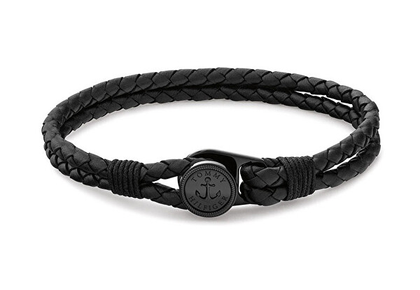 Černý kožený náramek Nautical 2790693