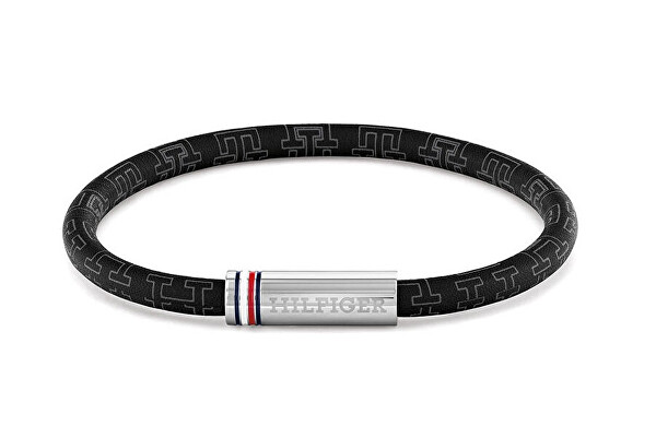 Černý pánský náramek z umělé kůže Printed Cord 2790704