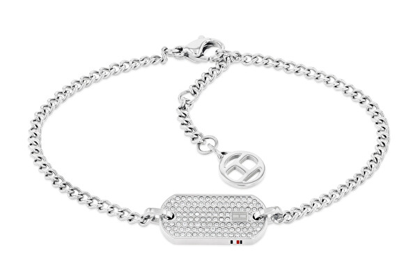 Bracciale da donna in acciaio con cristalli Dog Tag 2780863