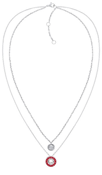 Moderní dvojitý ocelový náhrdelník s krystalem Layered 2780803
