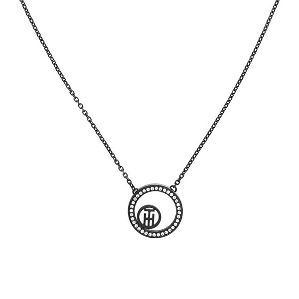 Módny čierny náhrdelník Vine Circle 2780521