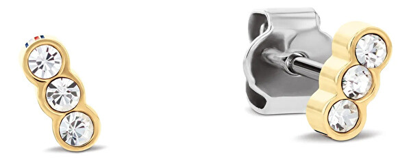 Pozlacené peckové náušnice s krystaly Essential 2781034