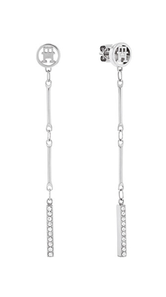 Visací fashion náušnice se zirkony Bar Chain 2781001