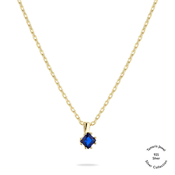 Elegante collana placcata oro con zircone blu TJ-0539-N-45