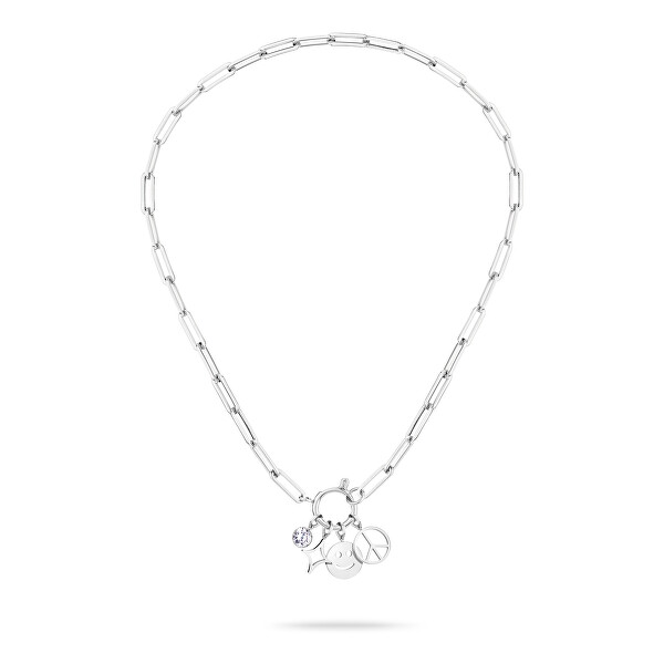 Výrazný oceľový náhrdelník s príveskami TJ-0420-N-40
