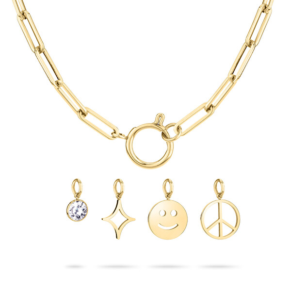 Moderní pozlacený náhrdelník s přívěsky TJ-0421-N-40