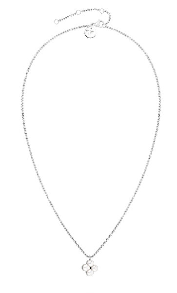 Pôvabný oceľový náhrdelník so syntetickými perlami TJ-0511-N-45