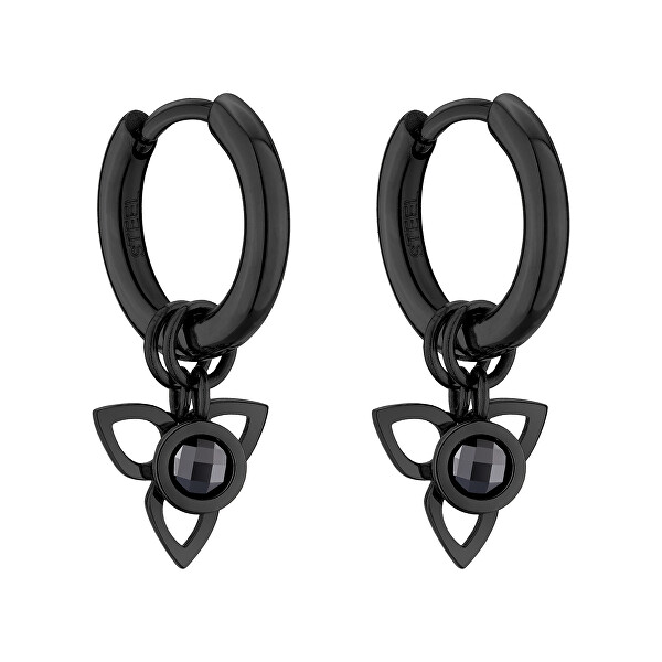 Schwarze runde Ohrringe mit Anhängern  2v1 TJ-0123-E-15