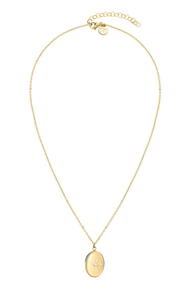 Elegante collana placcata oro con medaglione TJ-0096-N-50