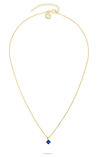 Elegantní pozlacený náhrdelník s modrým zirkonem TJ-0539-N-45