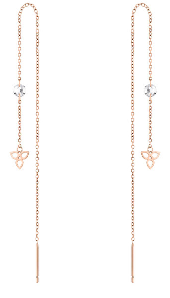 Fashion orecchini lunghi placcati in oro rosa TJ-0006-E-12