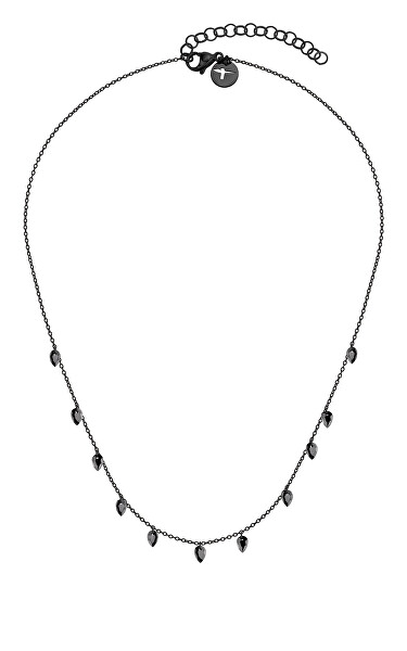 Fantasievolle schwarze Halskette mit Zirkonen  TJ-0076-N-45