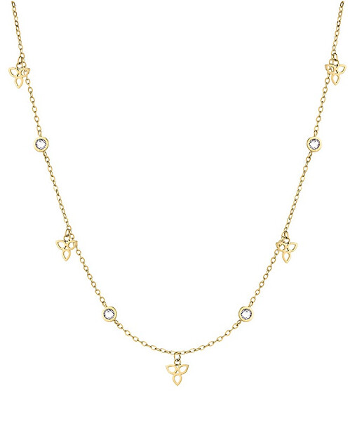 Stylový pozlacený náhrdelník se zirkony TJ-0002-N-45