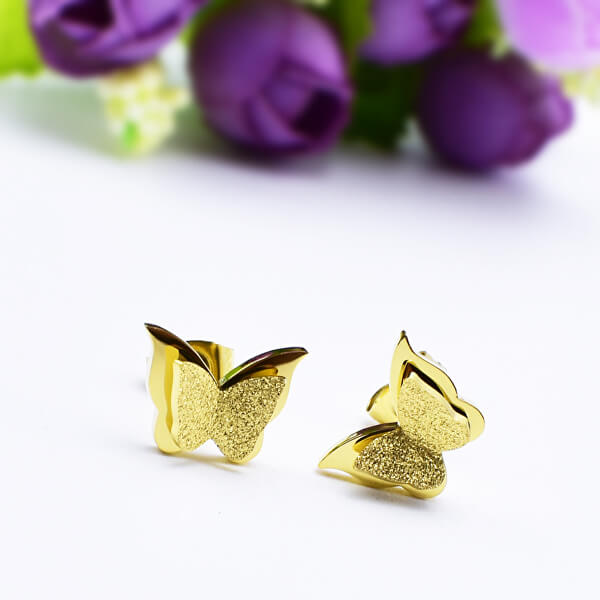 Vergoldete Schmetterling-Ohrringe KES-048-GOLD