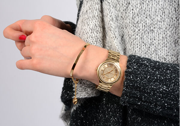 romantisches vergoldetes Armband mit Herzen KBS-151-GOLD