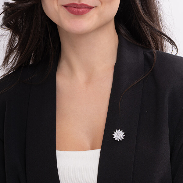 Blyštivá květinová brož Silver