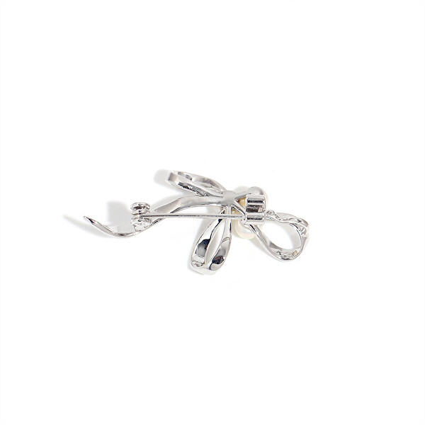 Elegantní brož Stuha se syntetickými perlami Silver
