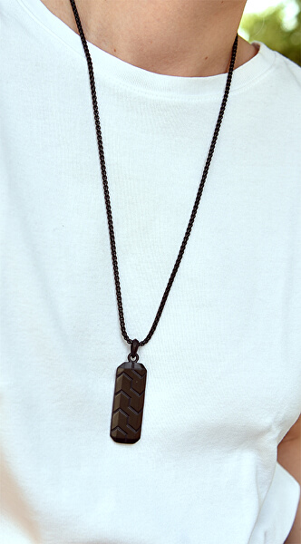 Fekete nyaklánc hosszúkás medállal VNP0106B