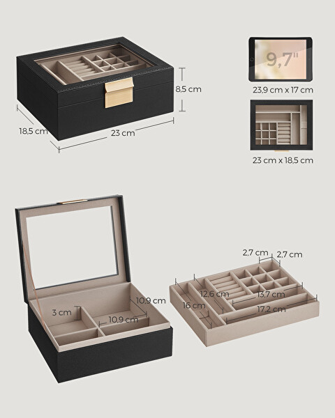 Cutie stilată pentru bijuterii neagră