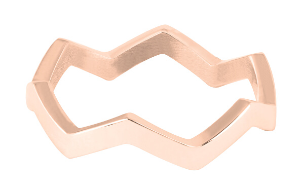 Designová růžově zlacená sada ocelových prstenů
