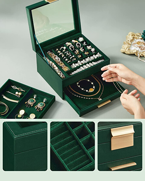 Designová zelená šperkovnice