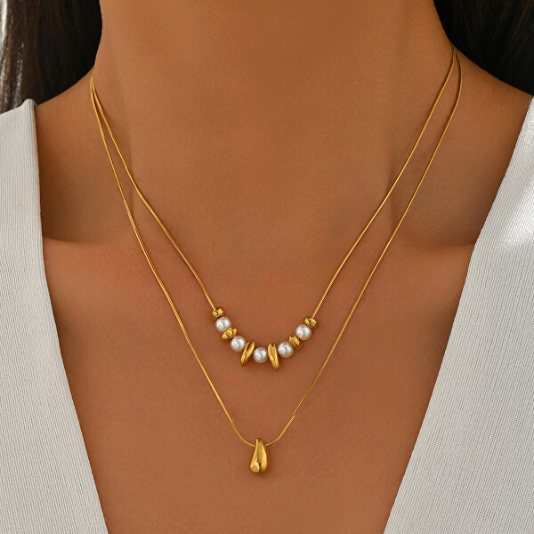 Dvojitý ocelový náhrdelník Tear Drop Silver