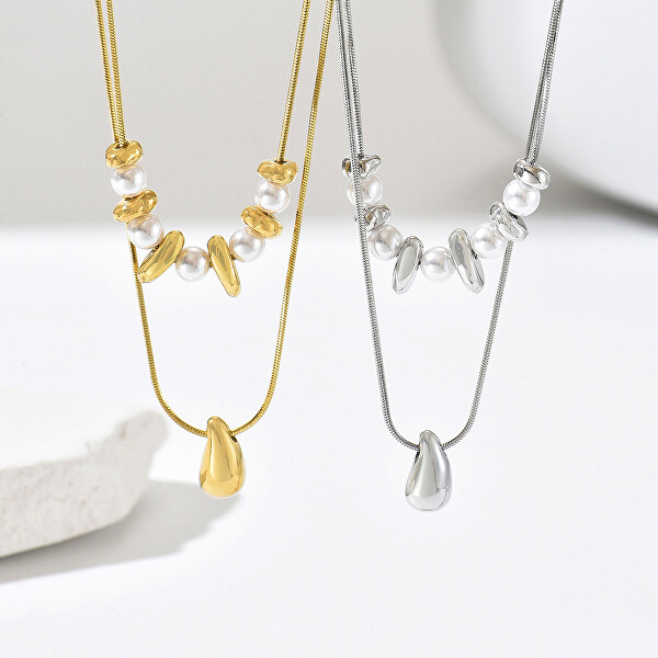 Dvojitý ocelový náhrdelník Tear Drop Silver