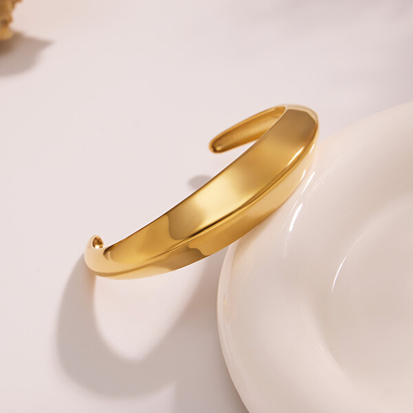 Elegantní pevný náramek z pozlacené oceli Gold
