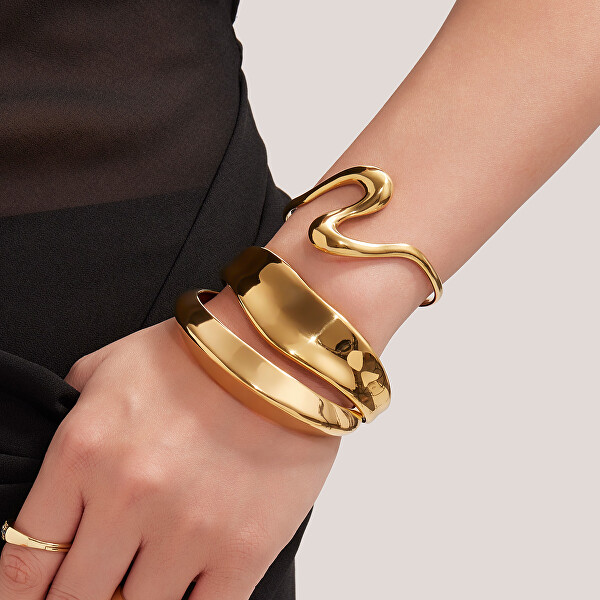 Elegantní pevný náramek z pozlacené oceli Gold