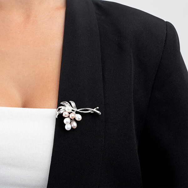 Elegantní pozlacená brož se sladkovodními perlami Větvička Gold