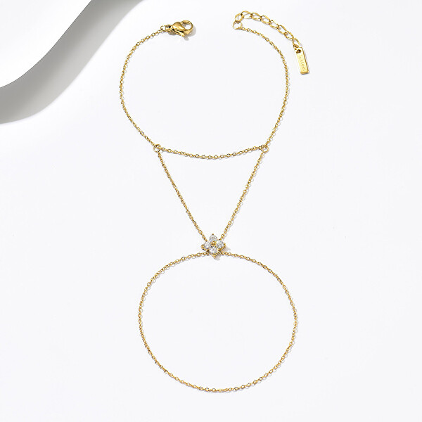 Fashion pozlacený náramek s provlečením na prst Gold