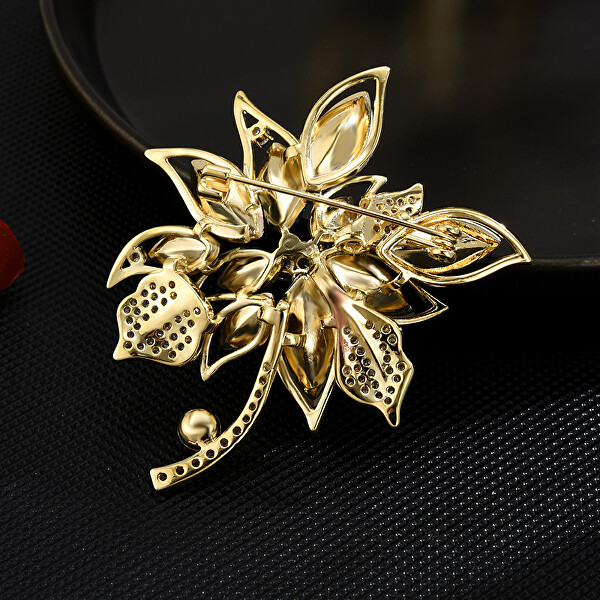 Broșă superbă placată cu aur în formă de floare Gold