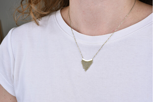 Moderna collana in acciaio con particolare ornamento Chains Gold