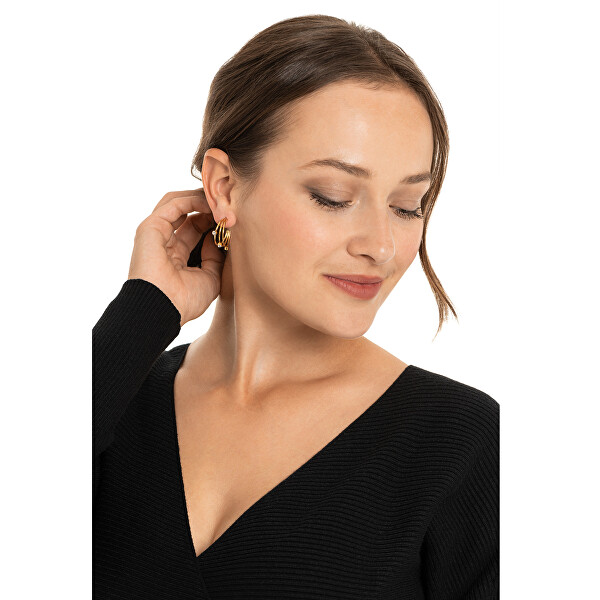 Moderne vergoldete Ohrringe mit Zirkonen VAAJDE2022985G