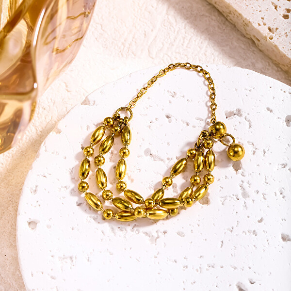 Nastavitelný řetízkový prsten z pozlacené oceli