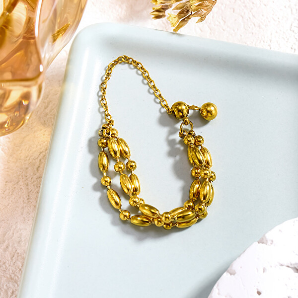 Nastavitelný řetízkový prsten z pozlacené oceli