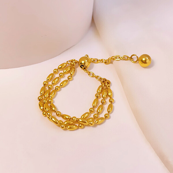 Nastavitelný řetízkový prsten z pozlacené oceli