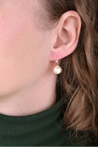Elegantné perlové náušnice s klapkou Pearl White 71106.1 71107.1