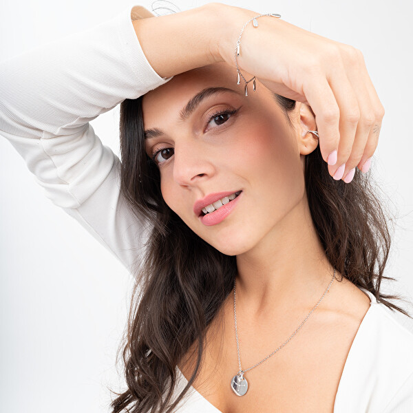 Ocelový náhrdelník Rak se zirkonem (řetízek, 2x přívěsek)