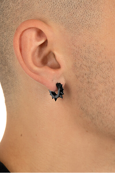 Stachelige schwarze runde Ohrringe KS-137