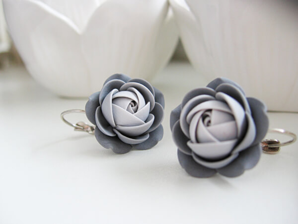 Orecchini pendenti grigio a forma di fiori Seul
